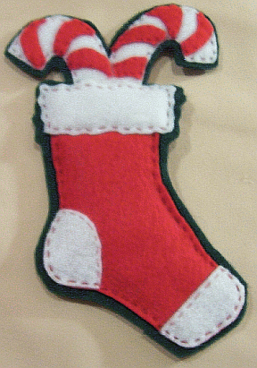 felt stocking with candycanes christmas ornament image 2