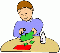 school clipart boy doing paper crafts