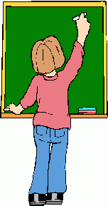 school clipart girl at blackboard
