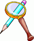 school clipart magnifier and pencil