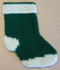 green crochet christmas stocking