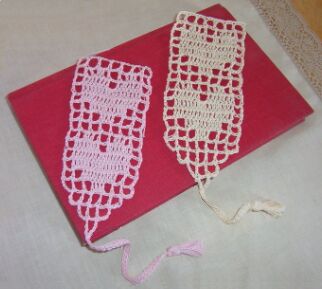 crochet heart bookmarks