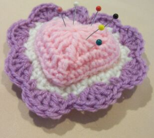 heart crochet pin cushion