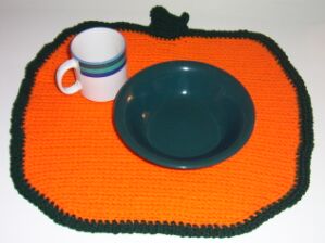 crochet pumpkin placemat