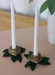 crochet rose candle holders