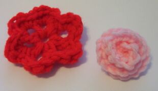 crochet rose and rosette