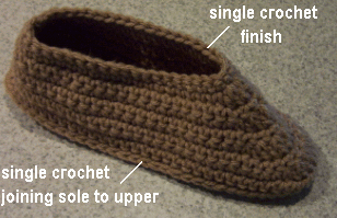 crochet slippers finish