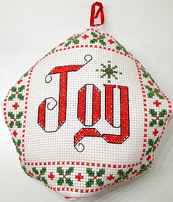 biscornu cross stitch Christmas ornament